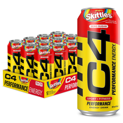 C4 Energy & Smart Energy Drinks Variety Pack, Sugar Free Pre Workout Performance Drink & C4 Energy Drink, Skittles, Carbonated Sugar Free Pre Workout Performance Drink
