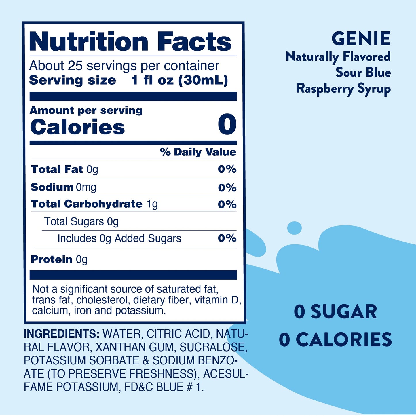 Jordan's Skinny Mixes Sugar Free Syrup, Sour Blue Raspberry, Fruit Flavored Water Enhancer, Drink Mix Iced Tea, Lemonade, Drinks, Low Calorie Water Flavoring, Dairy & Gluten Free, Kosher, 25.4 Fl Oz