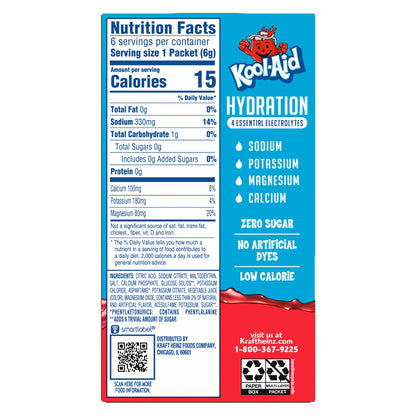 Kool-Aid Hydration Tropical Punch Artificially Flavored Drink Mix, 6 ct On-the-Go-Packets, 1.32 oz Box