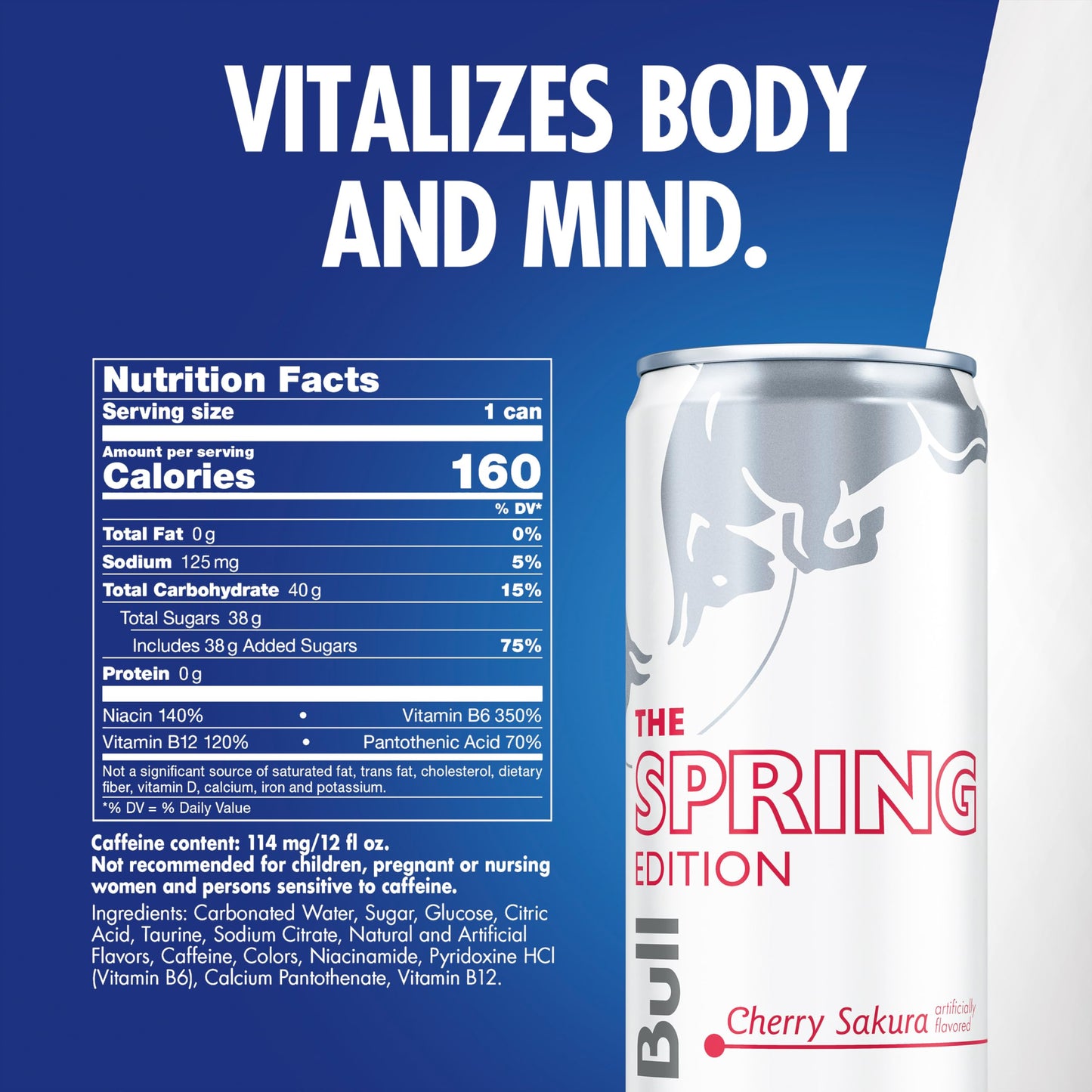 Red Bull Spring Edition Energy Drink, Cherry Sakura, 114mg Caffeine, Taurine & B Vitamins, 12 oz. Pack of 24 Cans