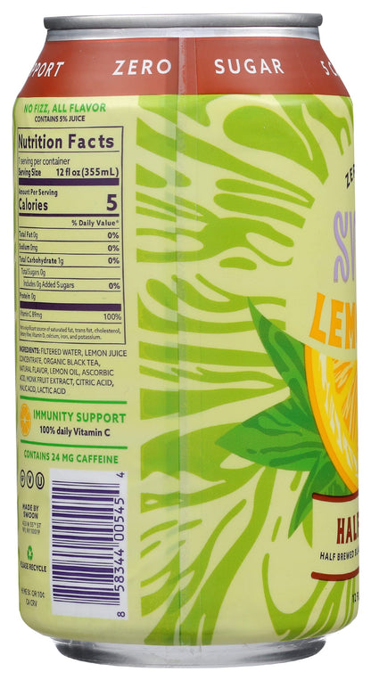 Swoon Half Tea + Half Lemonade, Zero Sugar, Gluten Free, 12 Fluid Ounce (Pack of 12)