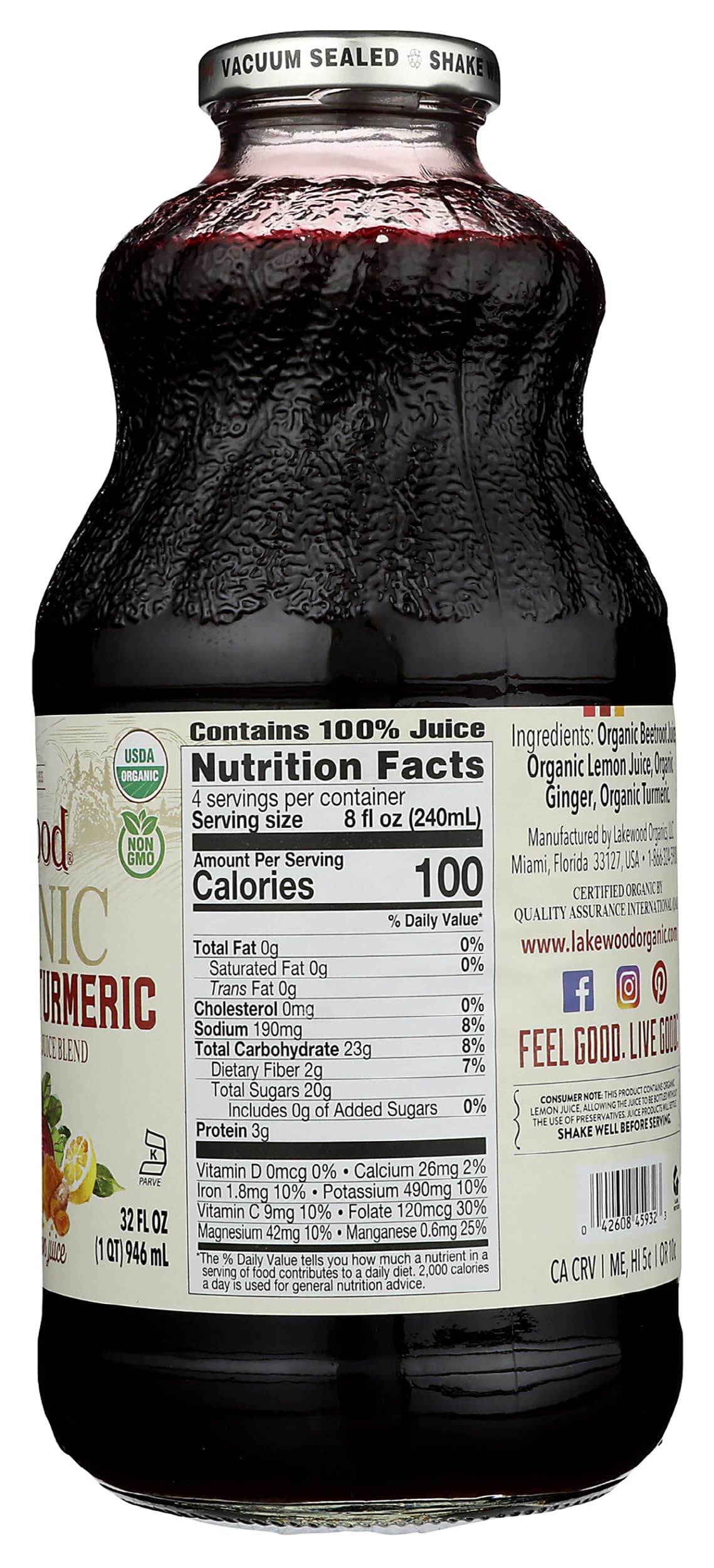 Lakewood Organic Beet Ginger Turmeric Juice, 32 FZ