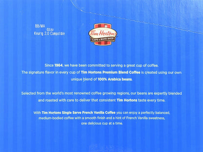 Tim Hortons French Vanilla Coffee, Single-Serve K-Cup Pods Compatible with Keurig Brewers, 12ct K-Cups