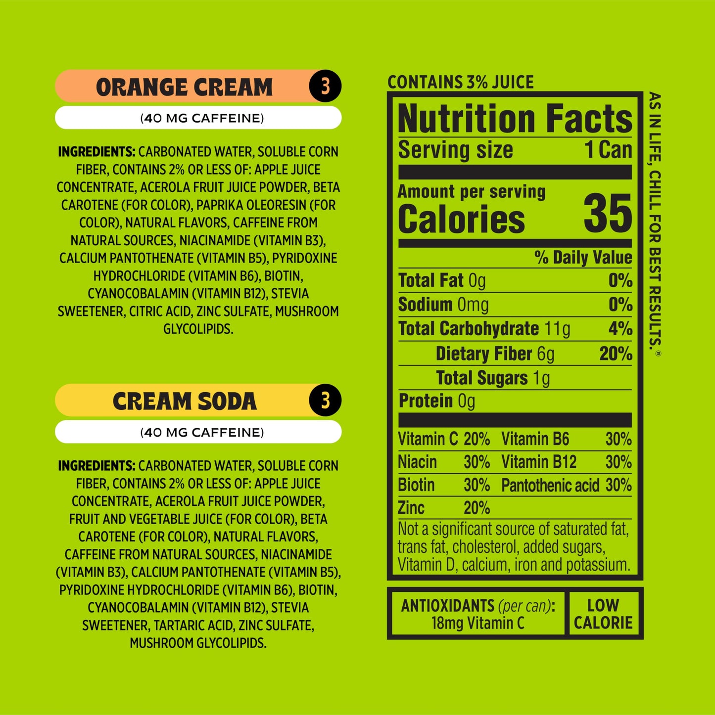 Popwell Retro Recharge Variety Pack Better-For-You Prebiotic Soda, with 6g Fiber, 1g Sugar, Vitamins and Immunity Support, 12 fl oz, 12 count (Root Beer, Classic Cola, Orange Cream, Cream Soda)