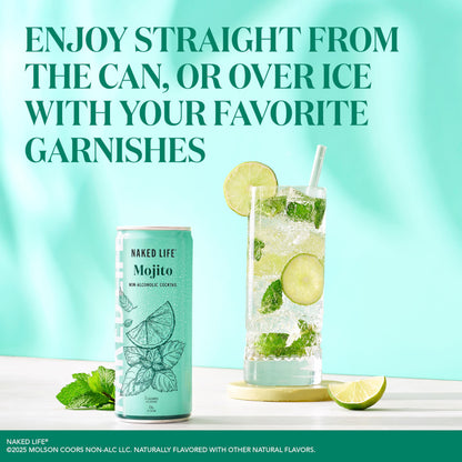Naked Life Non-Alcoholic Drinks, Mojito 8.4 Fl Oz Cans, Pack Of 4 + Classic G&T 8.4 Fl Oz Cans, Pack Of 4