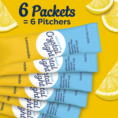 Crystal Light Drink Mix, 6 Pitcher Packets, for Flavorful Hydration and Shareable Refreshment, Lemonade, natural flavor with other natural flavor, Zero Sugar, Low Calorie, 3.2 oz