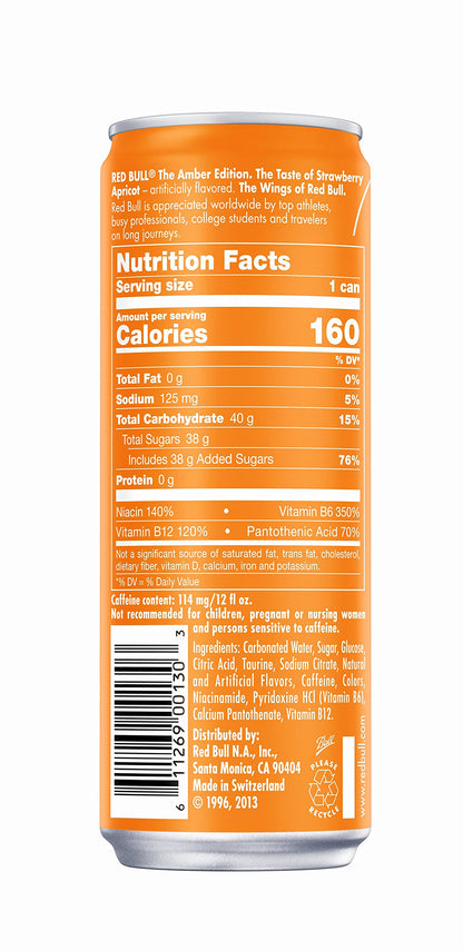 Red Bull Energy Drink, Amber Edition Strawberry Apricot, 12 fl oz
