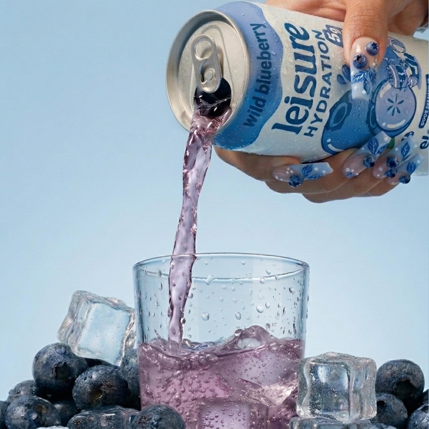 Leisure Hydration Non-Carbonated Electrolyte Refresher, Wild Blueberry Flavor - Low Sugar Nutrient Enhanced Water Beverage - Get The Best Hydration Packed w/ Magnesium & Ashwagandha For Mood & Stress Support, Non-GMO, 16 oz (12-Cans)