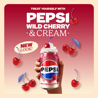 Pepsi Cola Soda Pop, Wild Cherry & Cream, 20 fl oz Bottle