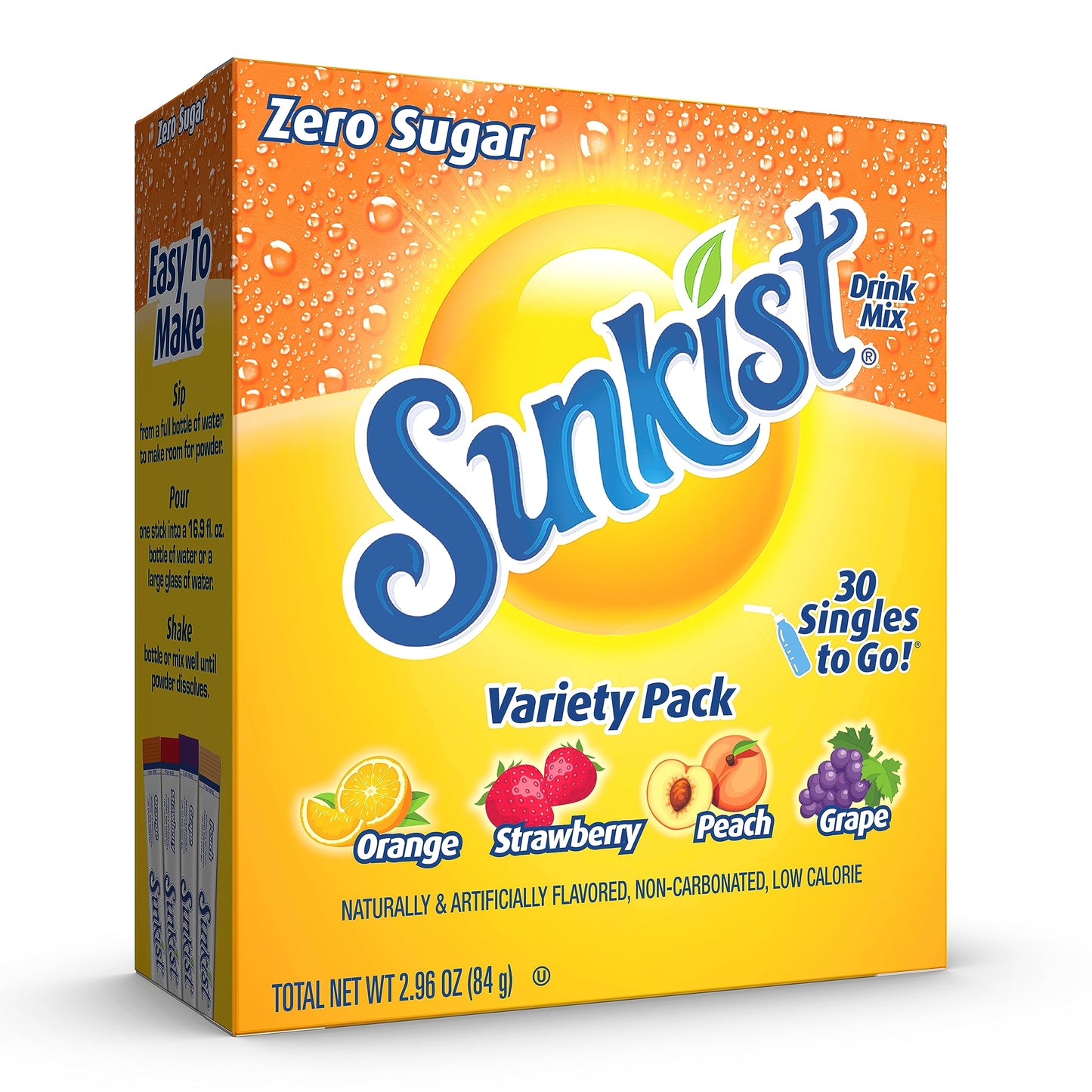 Sunkist Soda & Skittles Tropical Variety Pack,60 Count, Singles To Go Powdered Drink Mix, Zero Sugar, Low Calories Soda and Tropical Drink mix