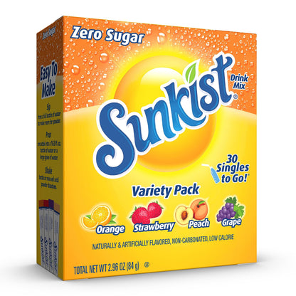 Sunkist Soda & Skittles Tropical Variety Pack,60 Count, Singles To Go Powdered Drink Mix, Zero Sugar, Low Calories Soda and Tropical Drink mix