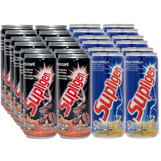 Supligen Vanilla Liquid Meal Supplement 9.87 fl. oz. (Pack of 12) and Supligen Coffee Liquid Meal Supplement 9.87 fl. oz. (Pack of 12)