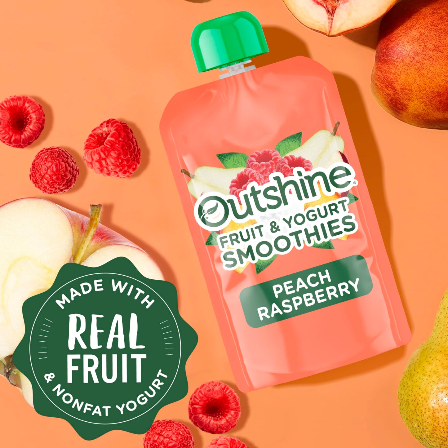 Outshine Smoothie Raspberry Peach Flavor Pouches, 6(4x3.5oz)US