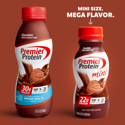 Premier Protein Shake MINIs Chocolate 22g Protein 120 Calories Pack of 12 & Caramel 22g Protein 120 Calories Pack of 12