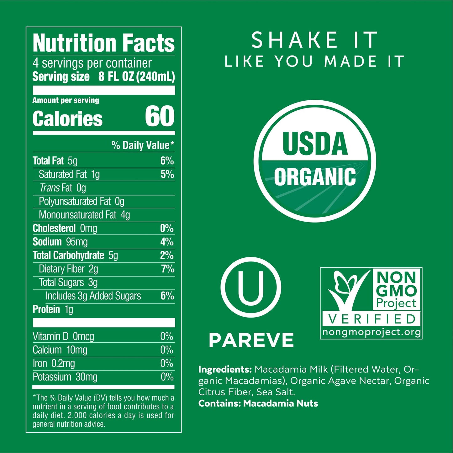 Milkadamia Organic Artisan Macadamia Milk, Non-Dairy, Plant Based, Vegan, Gluten Free, 32 Fluid Ounce (Pack of 6)