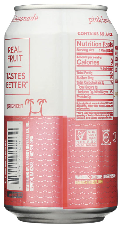 Spindrift Pink Lemondade Sparkling Water Can 12 Ounce (Pack of 1)