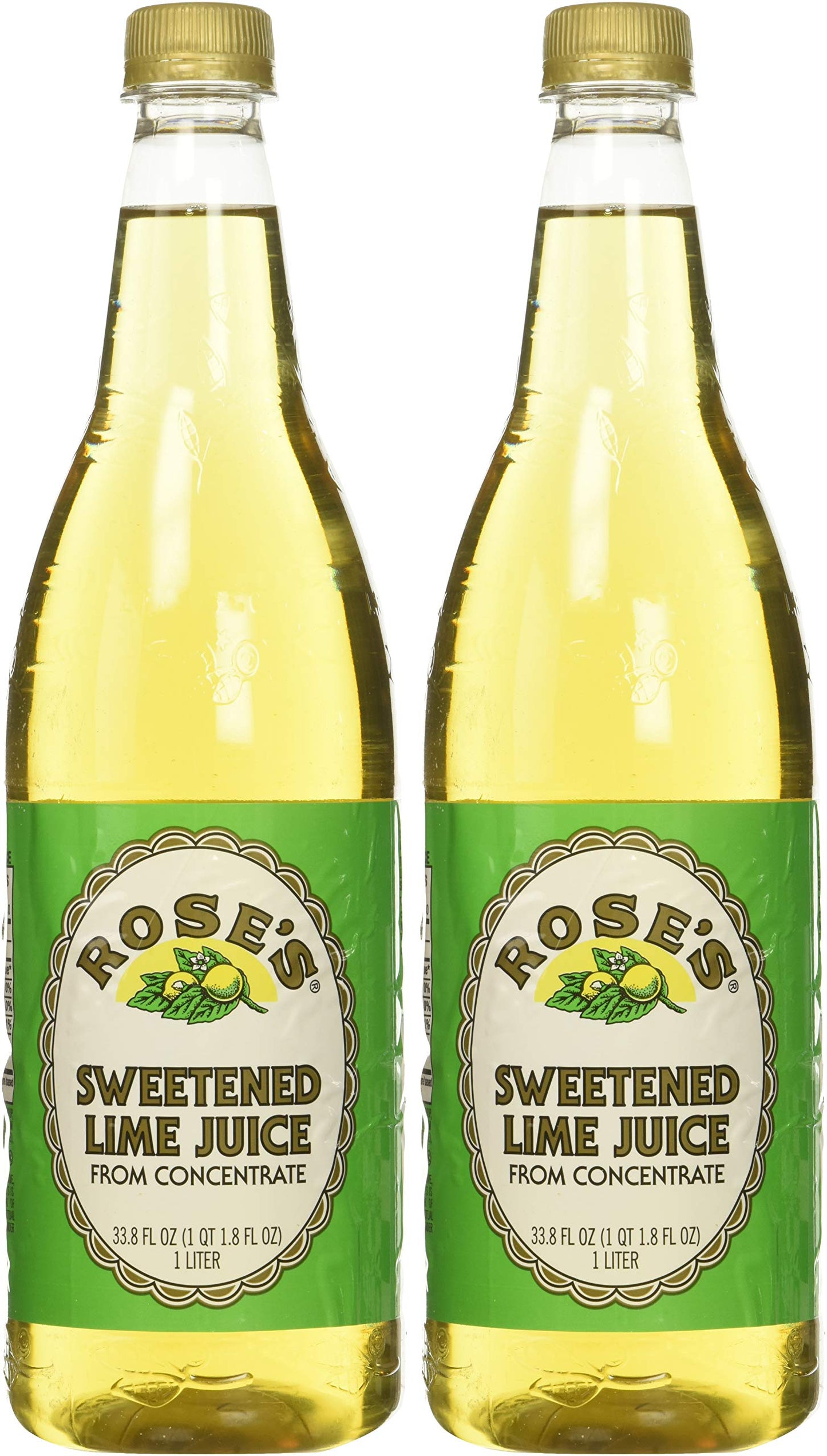Rose’s Sweetened Lime Juice, 1 Liter (33.8 Fluid Ounces) Plastic Bottle (Pack of 2)