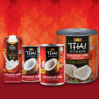 Thai Kitchen Coconut Milk, 96 fl oz (Pack of 6) - Six 96 Fluid Ounce Containers of Unsweetened, Premium Dairy Free Coconut Milk Perfect for Vegan Curries, Sauces, Soups, Desserts, and Beverages