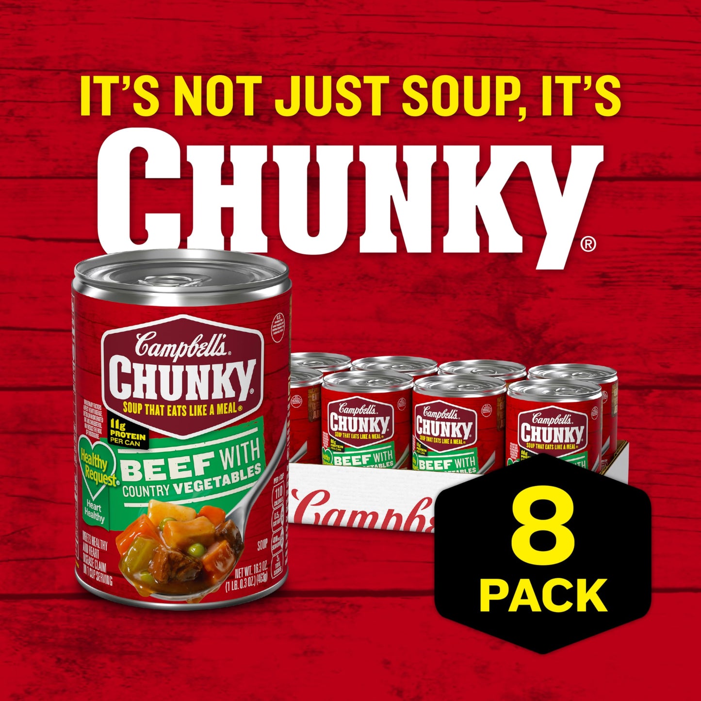 Campbell’s Chunky Healthy Request Soup, Beef Soup with Country Vegetables, 16.3 Oz Can (Case of 8)