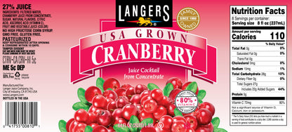 Langers Cranberry Variety Pack, Cranberry Cocktail, Raspberry, Passionfruit, Blood Orange, 64 fl oz (Pack of 4)