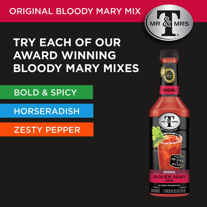 Mr & Mrs T Original Bloody Mary Mix, 1.75 L bottle, Tomato Juice Blend Cocktail Mixer, Premium Ingredients, Perfect for Bloody Mary and Mocktail Drinks