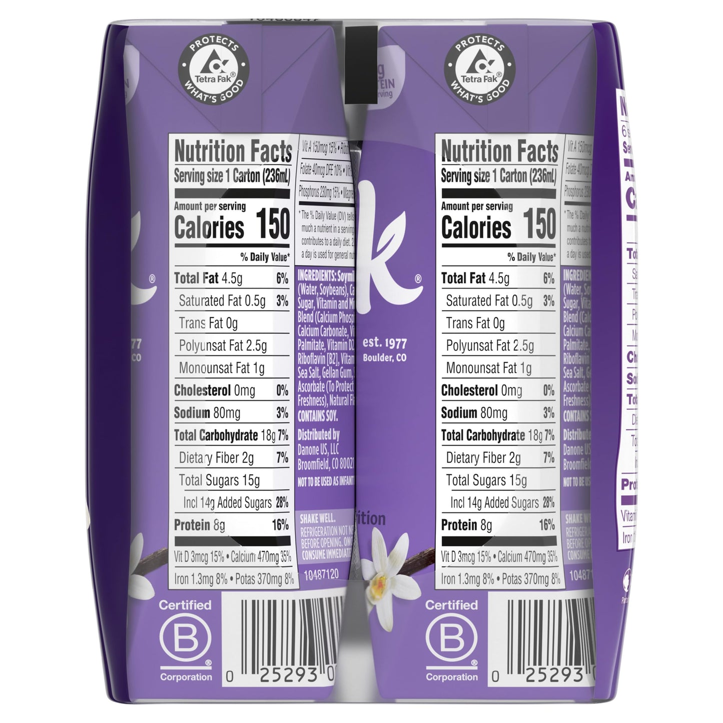Silk Shelf-Stable Soy Milk Singles, Very Vanilla, Dairy-Free, Vegan, Non-GMO Project Verified, 8 oz., 6 Pack