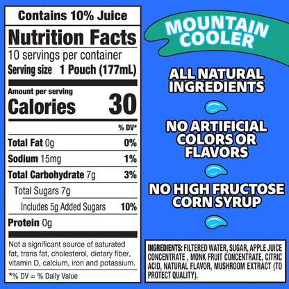 Capri Sun Mountain Cooler Mixed Fruit Naturally Flavored Juice Drink (10 ct Box, 6 fl oz Pouches)