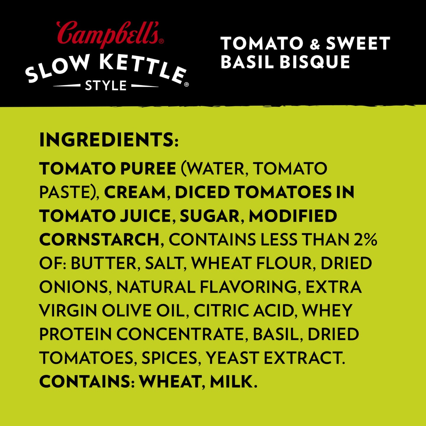Campbell's Slow Kettle Style Tomato & Sweet Basil Bisque, 15.5 oz Microwavable Bowl (Pack of 8)