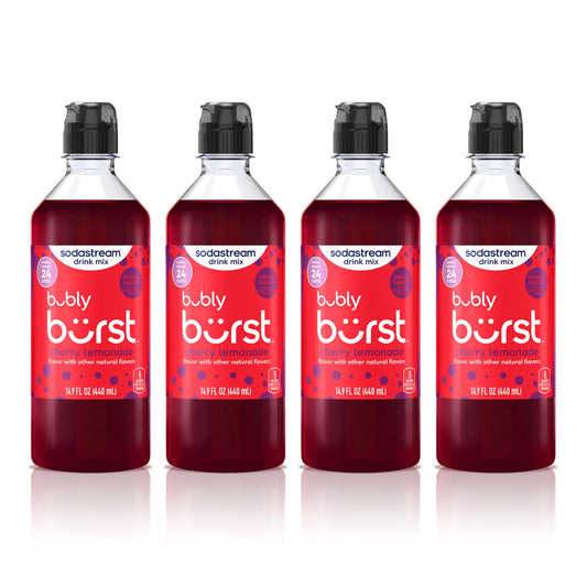 SodaStream Bubly Burst Cherry Lemonade New Pour Bottles (440ml Pack of 4)