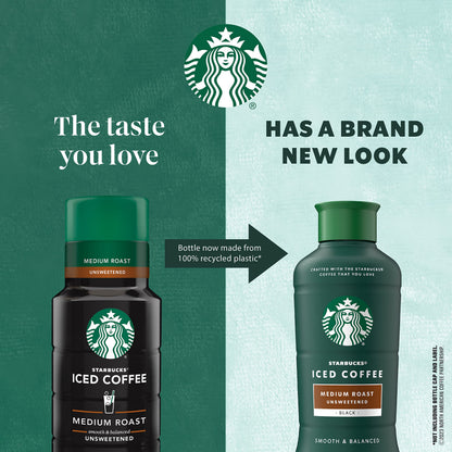 Starbucks Medium Roast Iced Coffee, Black Unsweetened, 48 Fl Oz Bottle