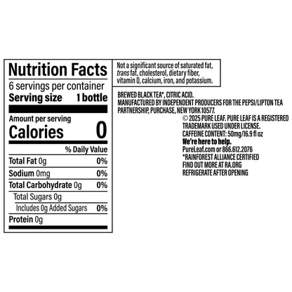 Pure Leaf Unsweetened Tea, 16.9 Fl Oz (Pack of 6)