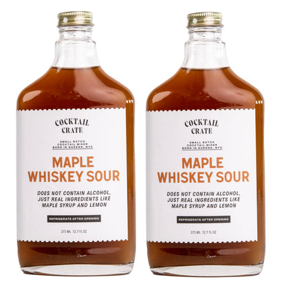Cocktail Crate Maple Whiskey Sour | Makes 34 Cocktails | Award-Winning Mixers | Premium Syrup Handcrafted with Aromatic Bitters & Demerara Sugar | 12.7oz, 2 pack