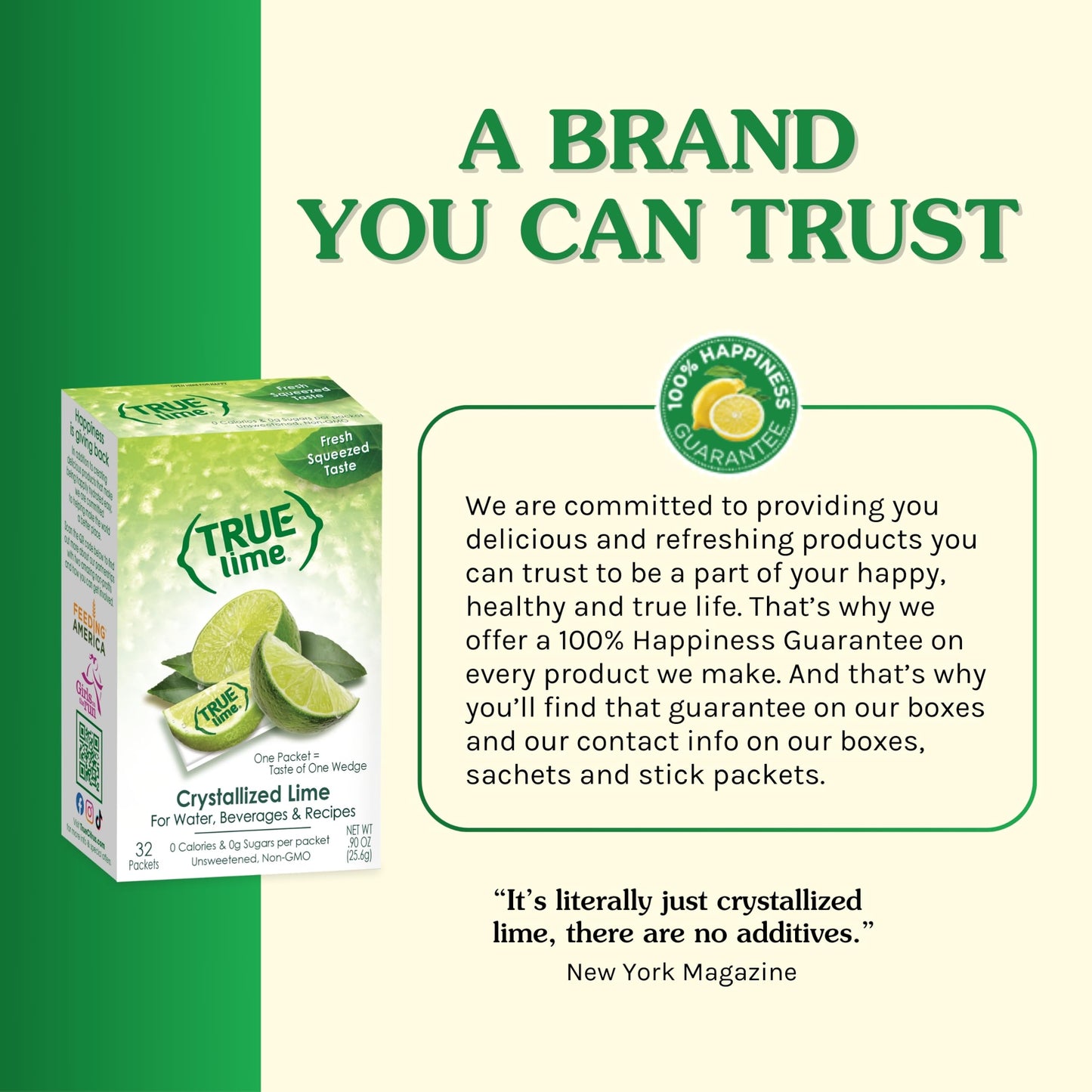 True Lime 100ct (Pack of 1) - Water Enhancer - Bulk Dispenser - 0 Calorie Drink Mix Packets For Water - Sugar Free Lime Flavoring Powder Packets