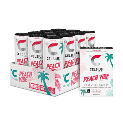 CELSIUS® Zero Sugar Energy Drink & Powder Stick Bundle, Peach Vibe