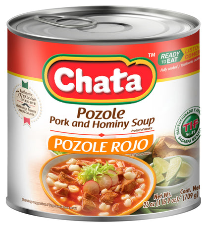 Chata Mexican Pozole Soup with Pork and Hominy Corn, Ready to Heat & Serve, 25 oz (Pack of 3)