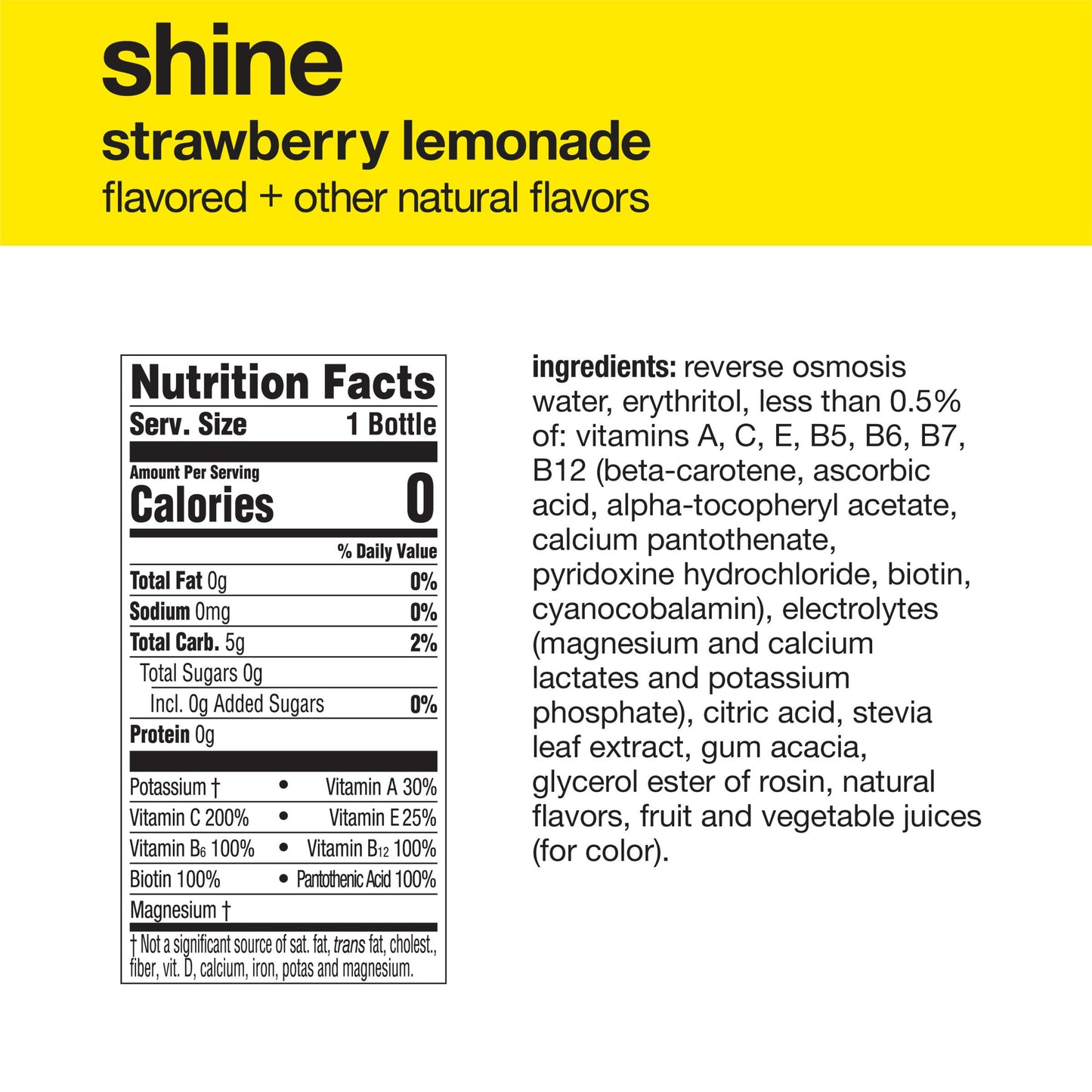 vitaminwater zero shine, electrolyte enhanced water w/vitamins, strawberry lemonade drink, 20 fl oz (Pack of 6)