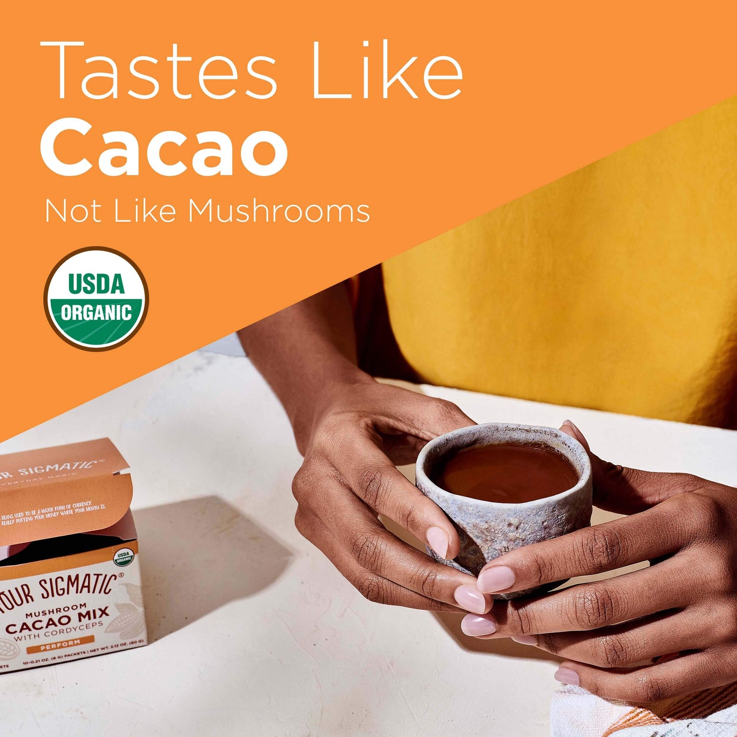 Four Sigmatic Boost Mushroom Cacao | Organic Instant Cacao with Cordyceps & Ginger | Supports Stamina & Energy | Drink it or Bake with it | 10 Packets