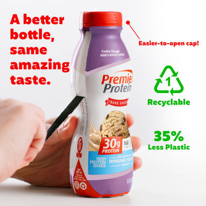 Premier Protein Shake Bundle, 30g Protein, 1g Sugar, 24 Vitamins&Minerals, Cinnamon Roll and Cookie Dough Flavors, Pack of 12, 11.5oz Bottles