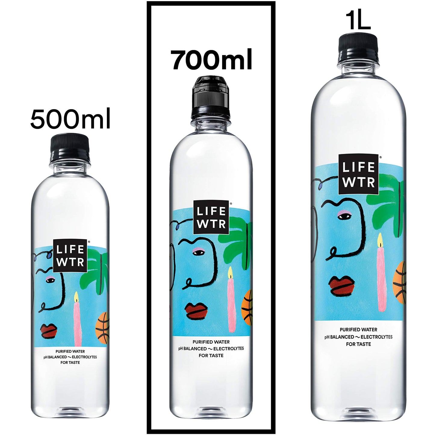 LIFEWTR, Premium Purified Water, pH Balanced with Electrolytes, Flip Cap Bottle, 700 mL