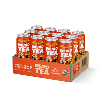 Drink Weird Organic White Peach Oolong Tea – 16oz Cans, 160mg Organic Caffeine, Pack of 12 – A Refreshing Energy Drink Alternative