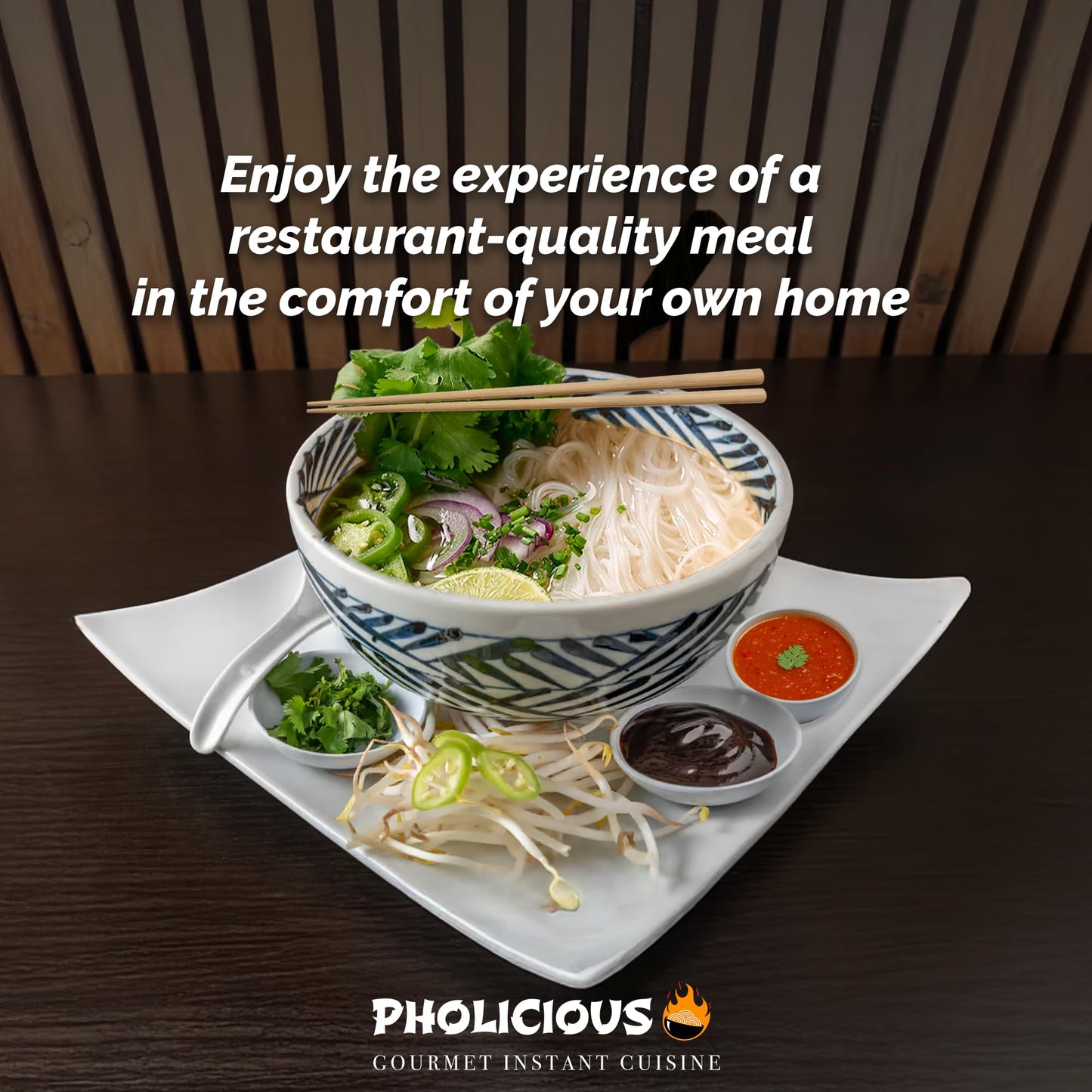PhoLicious Instant Chicken Pho, Authentic Vietnamese Rice Noodle Soup Kit with Spices & Broth Mix, Ramen Noodles Alternative, Quick Microwave Meal - Pho Noodles Bowl - Chicken Flavor (4 Pack)