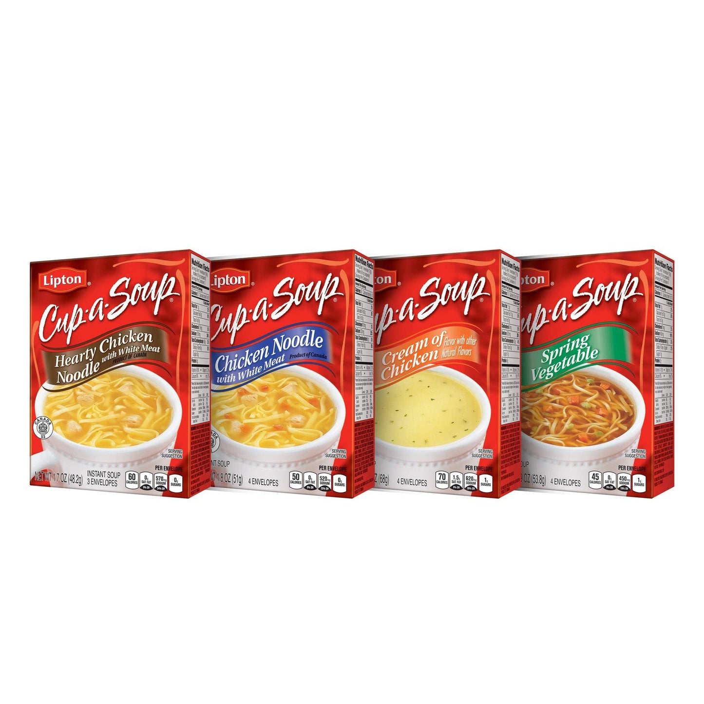 SOUP SECRETS Lipton Cup-a-Soup Instant Soup For a Warm Cup of Soup Cream of Chicken Only 70 Calories Per Serving, 4 Count (12 Pack)