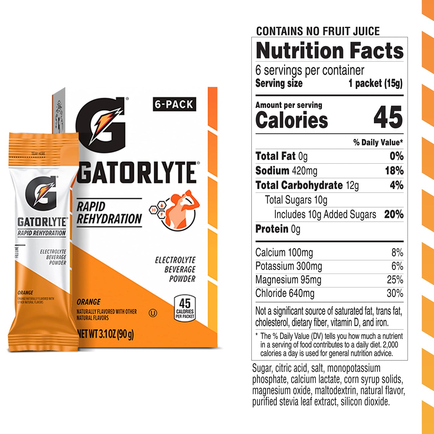 Gatorlyte Powder, Orange, Makes 20 Fl Oz (Pack of 48)