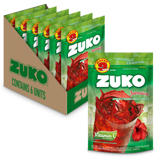 Zuko Jamaica Instant Powder Drink Family Pack, 14.1 oz, Pack of 6