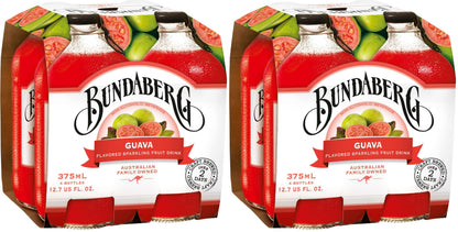 Bundaberg Sparkling Fruit Drink, Guava, 12.7 fl oz, 4 Count (Pack of 2)