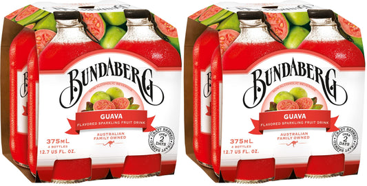 Bundaberg Sparkling Fruit Drink, Guava, 12.7 fl oz, 4 Count (Pack of 2)