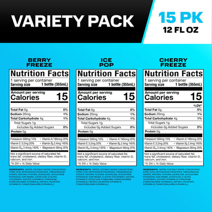 PRIME HYDRATION Berry Freeze, Cherry Freeze, & Ice Pop 12 Fl Oz Variety Sports Drinks, & Rapid Rehydration Electrolyte Powder Sticks, Ocean Cherry, & 12 Pack Black Graffiti Squeeze Sports Water Bottle