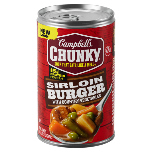 Campbell’s Chunky Soup, Sirloin Burger With Country Vegetables Beef Soup, 18.8 oz Can