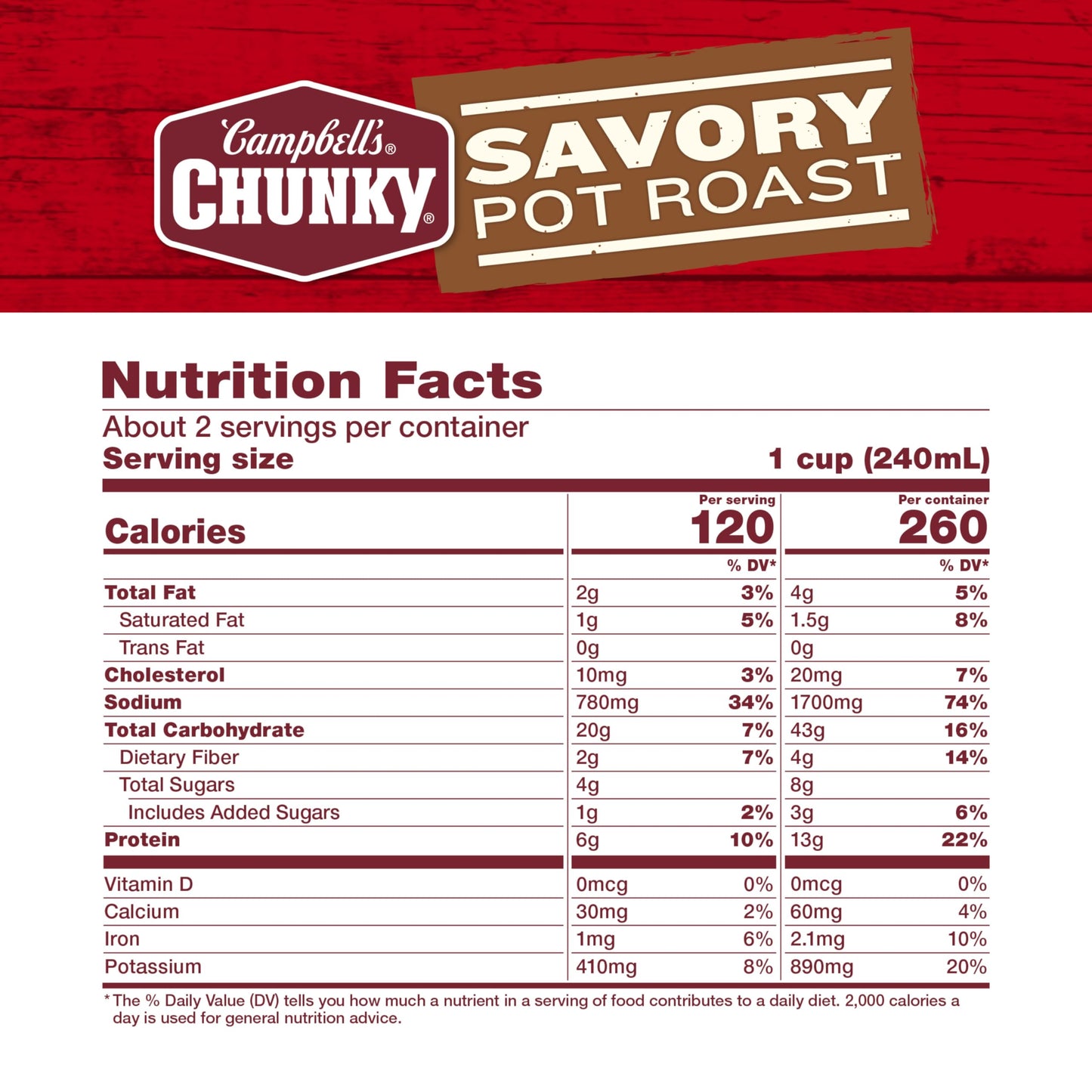 Campbell’s Chunky Soup, Savory Pot Roast Soup, 18.8 oz Can (Pack of 12)