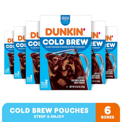 Dunkin' Cold Brew Ground Coffee Packs, 8.46 Ounces (Pack of 6)